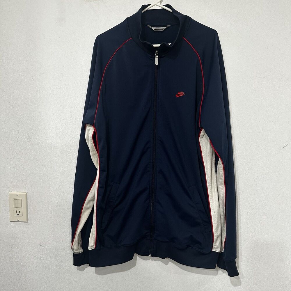 Nike Men’s Vintage 90s Zip Track Jacket Swoosh Logo Size XL Tall Blue FLAWS